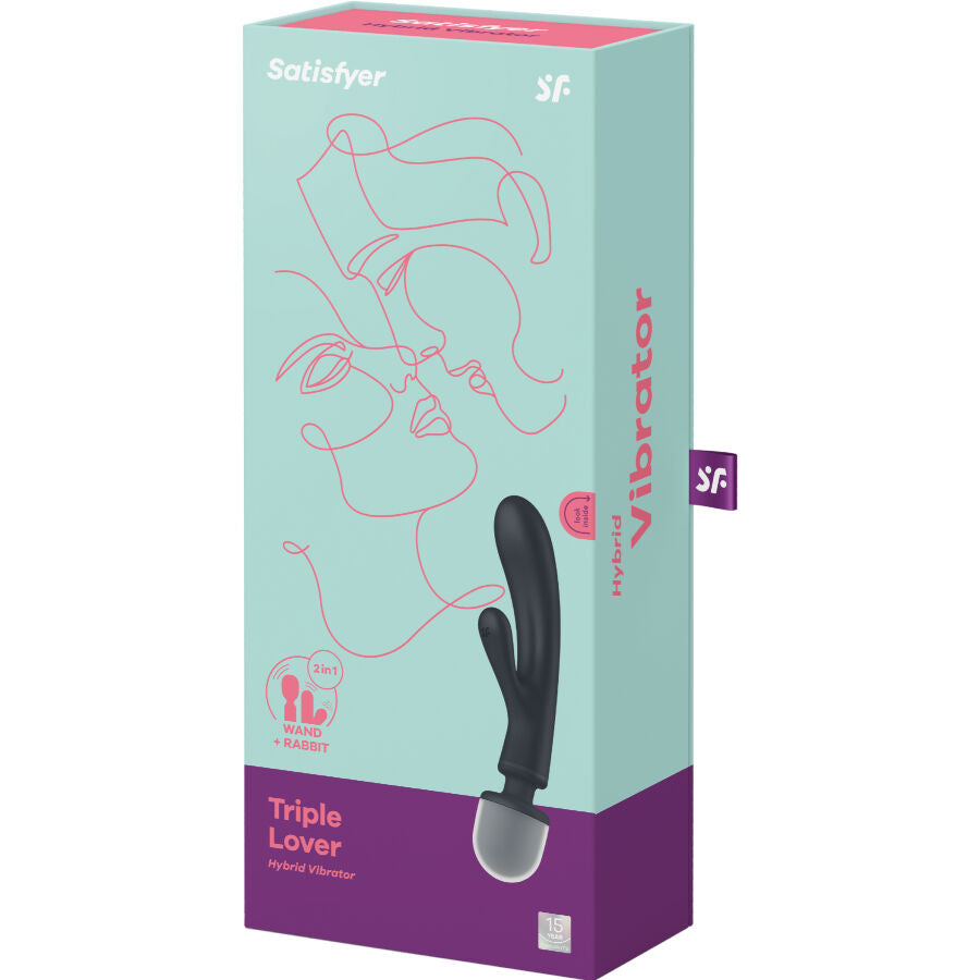 SATISFYER - TRIPLE LOVER RABBIT VIBRATING MASSAGER GRAY