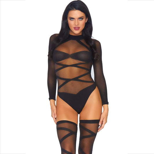 LEG AVENUE - 2 PIECE SET BODYSUIT + STOCKINGS