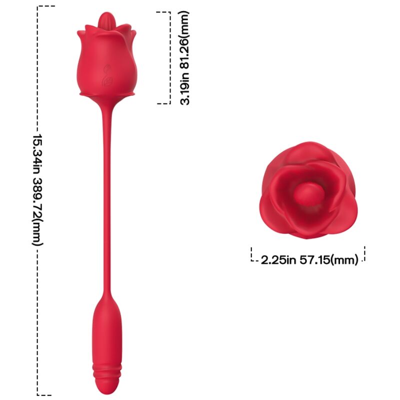 ARMONY - ROSA 3 EN 1, ESTIMULADOR, SUCCIONADOR Y UP&DOWN CON COLA ROJO