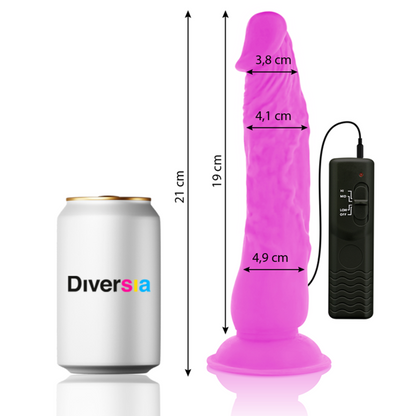 DIVERSIA - DILDO REALÍSTICO FLEXIBLE CON VIBRACIÓN LILA 21 CM -O- 4.9 CM