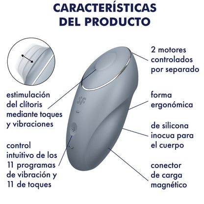 SATISFYER - TAP &amp; CLIMAX 1 GRAY LAY-ON VIBRATOR