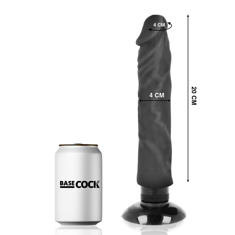 BASECOCK - REALISTIC VIBRATOR 2-1 NATURAL BLACK 20 CM -O- 4 CM