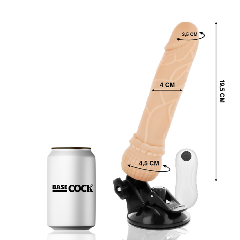 BASECOCK - VIBRADOR REALÍSTICO CONTROL REMOTO NATURAL 19.5 CM -O- 4 CM