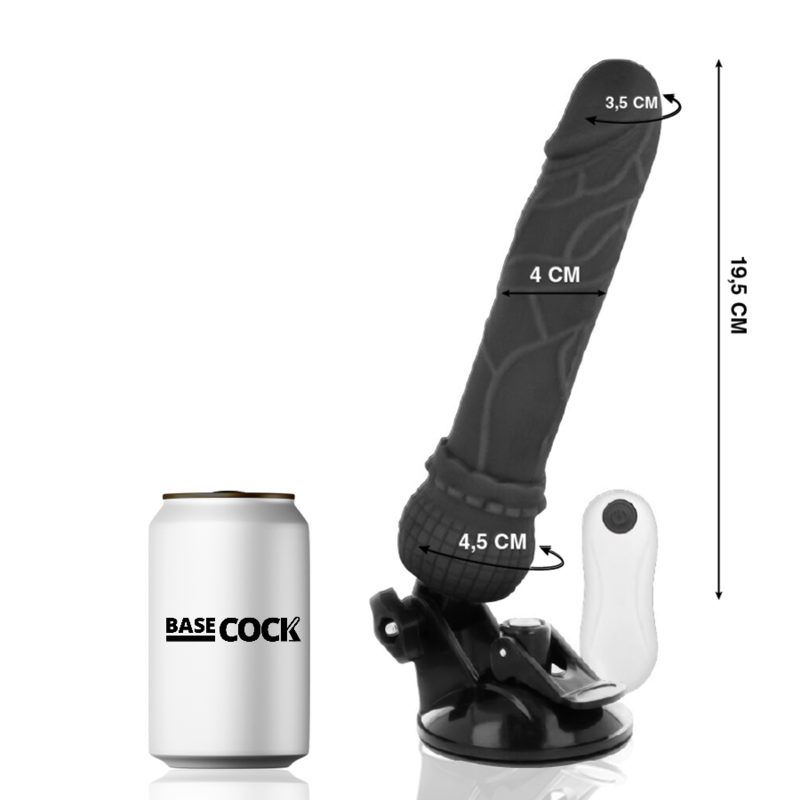 BASECOCK - VIBRADOR REALÍSTICO CONTROL REMOTO NATURAL 19.5 CM -O- 4 CM