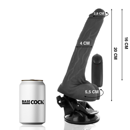 BASECOCK - VIBRADOR REALÍSTICO CONTROL REMOTO NATURAL CON TESTÍCULOS 20 CM -O- 4 CM