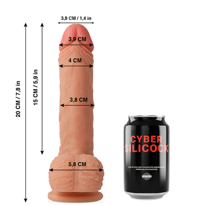 CYBER SILICOCK - FREEMAN REALÍSTICO SILICONA LÍQUIDA 20 CM -O- 3.8 CM