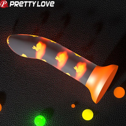 PRETTY LOVE - MAGICAL NIGHTFALL NON-VIBRATING LUMINOUS ORANGE DILDO