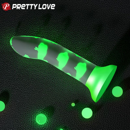 PRETTY LOVE - MAGICAL NIGHTFALL GREEN LUMINOUS NON-VIBRATION DILDO
