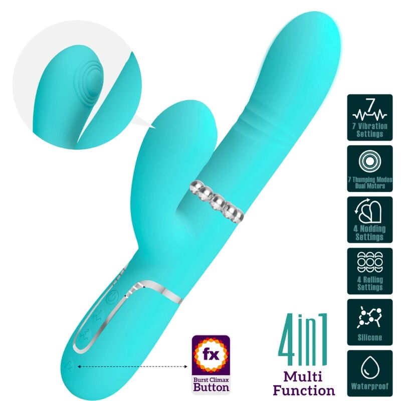 PRETTY LOVE - MULTIFUNCTION G-SPOT VIBRATOR, AQUA GREEN
