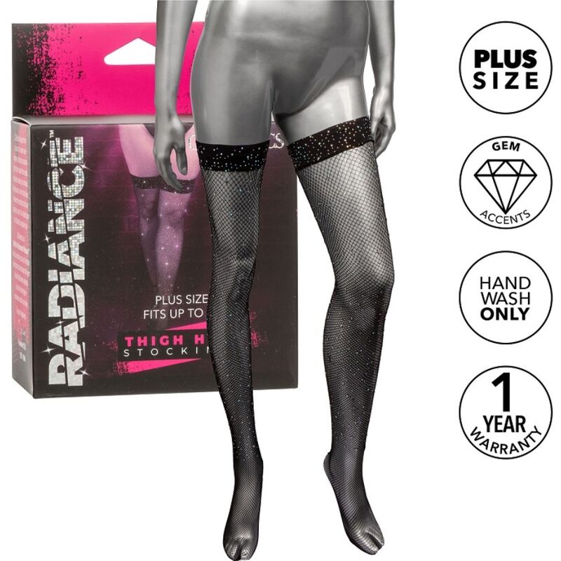 CALEXOTICS - RADIANCE THIGH-HIGH STOCKINGS WITH RHINESTONES, PLUS SIZE