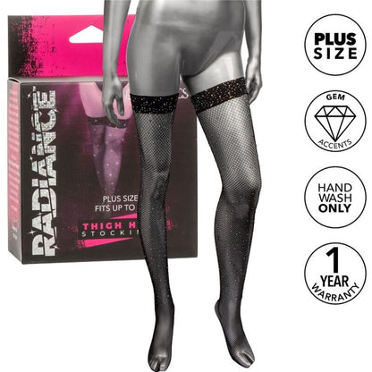 CALEXOTICS - RADIANCE THIGH-HIGH STOCKINGS WITH RHINESTONES, PLUS SIZE