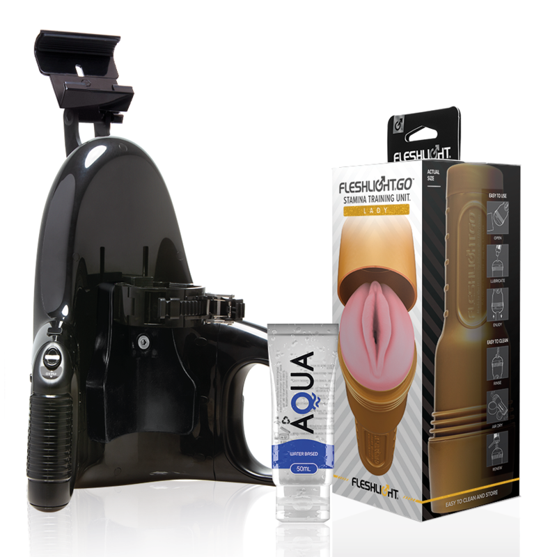 FLESHLIGHT - STAMINA GO TRAINING UNIT LADY + UNIVERSAL LAUNCH + AQUA QUALITY SMÖRJMEDEL 50 ML