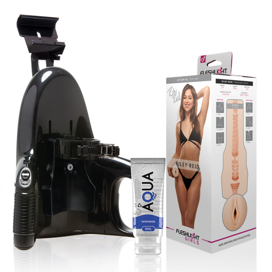 FLESHLIGHT - VAGINA RILEY REID UTOPIA + UNIVERSELL LANSERING + AQUA QUALITY SMÖRJMEDEL 50 ML