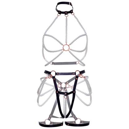 LEG AVENUE - ARNÉS SUJETADOR & LIGA PERLA M