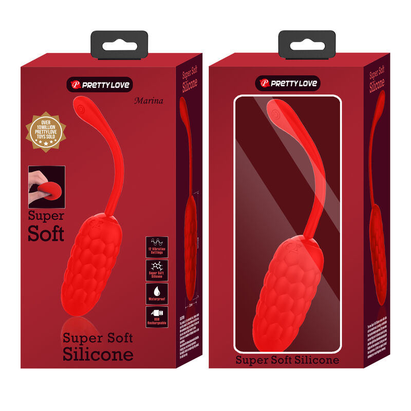 PRETTY LOVE - RECHARGEABLE MARINE TEXTURED VIBRATING EGG RED