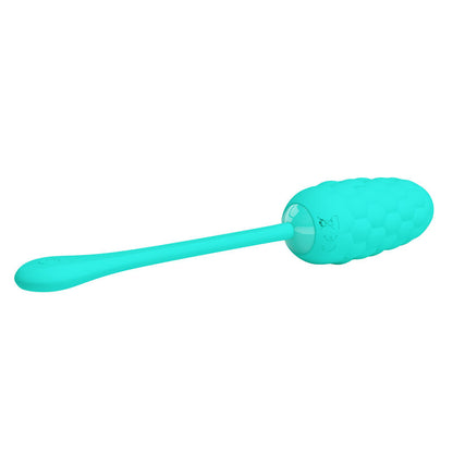 PRETTY LOVE - RECHARGEABLE MARINE TEXTURED VIBRATING EGG, AQUA GREEN