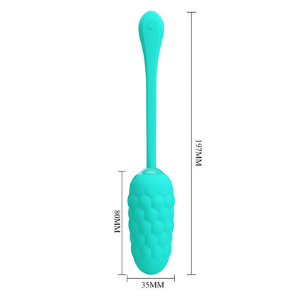PRETTY LOVE - RECHARGEABLE MARINE TEXTURED VIBRATING EGG, AQUA GREEN