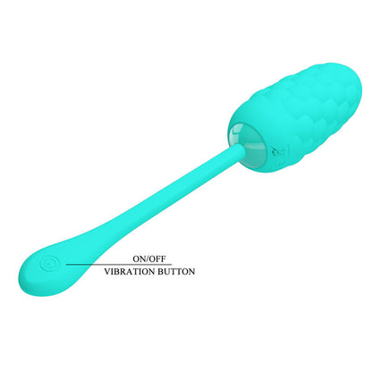 PRETTY LOVE - RECHARGEABLE MARINE TEXTURED VIBRATING EGG, AQUA GREEN