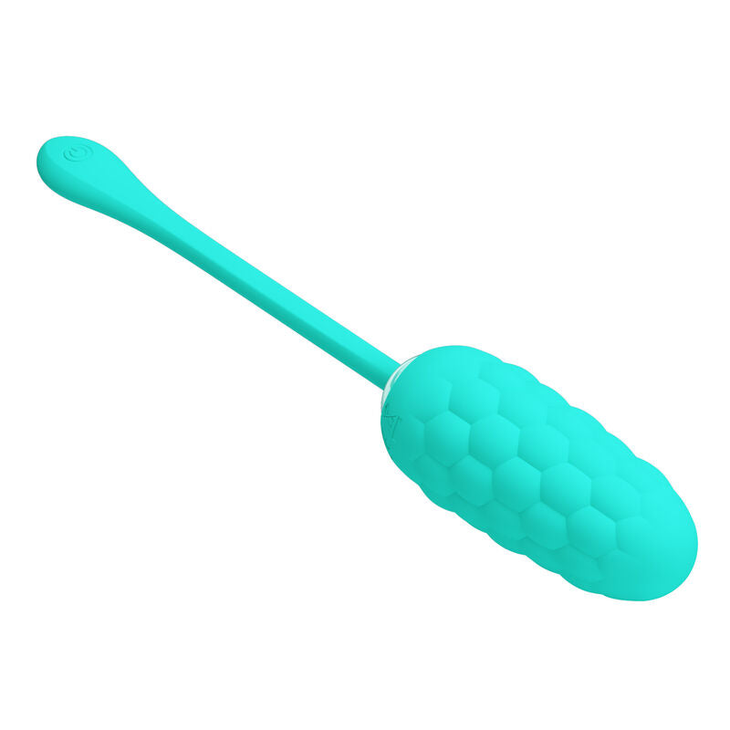 PRETTY LOVE - RECHARGEABLE MARINE TEXTURED VIBRATING EGG, AQUA GREEN