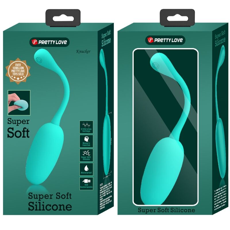 PRETTY LOVE - KNUCKER RECHARGEABLE VIBRATING EGG AQUA GREEN