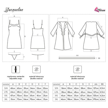 LIVCO CORSETTI FASHION - JACQUELINE LC 90249 BATA + CAMISA + PANTY NEGRO L/XL