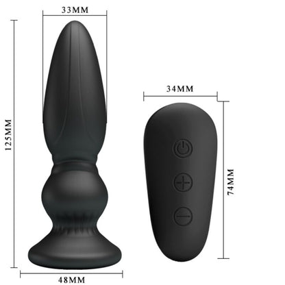 MR PLAY - POWERFUL VIBRATOR WITH REMOTE CONTROL, ANAL PLUG, BLACK