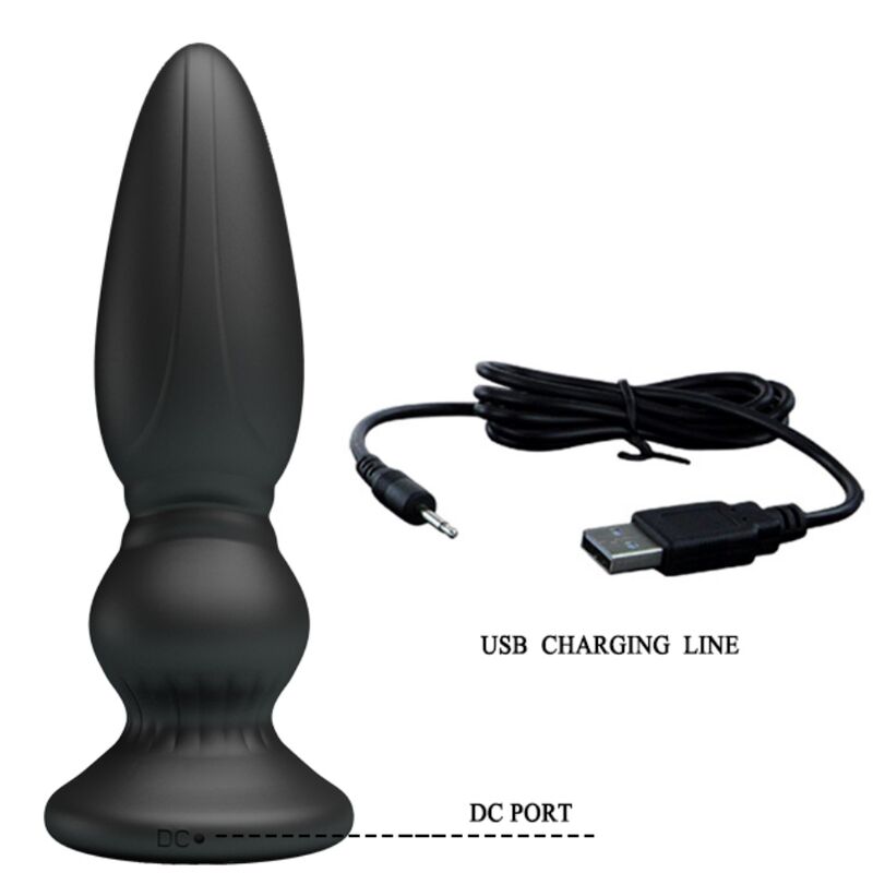 MR PLAY - POWERFUL VIBRATOR WITH REMOTE CONTROL, ANAL PLUG, BLACK