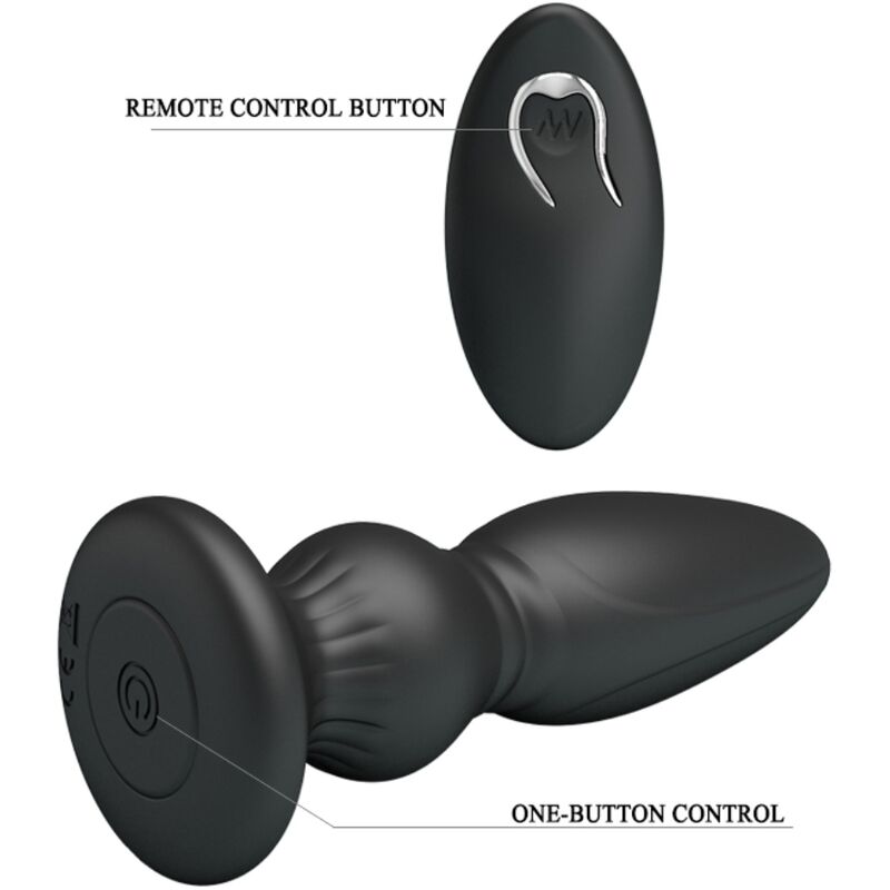 MR PLAY - POWERFUL VIBRATOR WITH REMOTE CONTROL, ANAL PLUG, BLACK