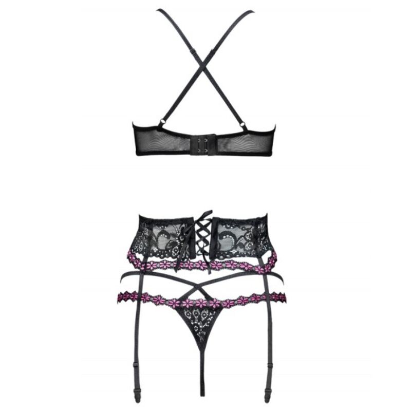 LIVCO CORSETTI FASHION - SNEHANA LC 90443 BRA + GARTER BELT + BLACK PANTY L/XL