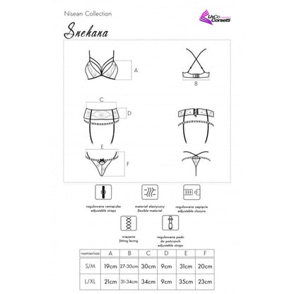 LIVCO CORSETTI FASHION - SNEHANA LC 90443 SUJETADOR + LIGUERO + PANTY NEGRO L/XL