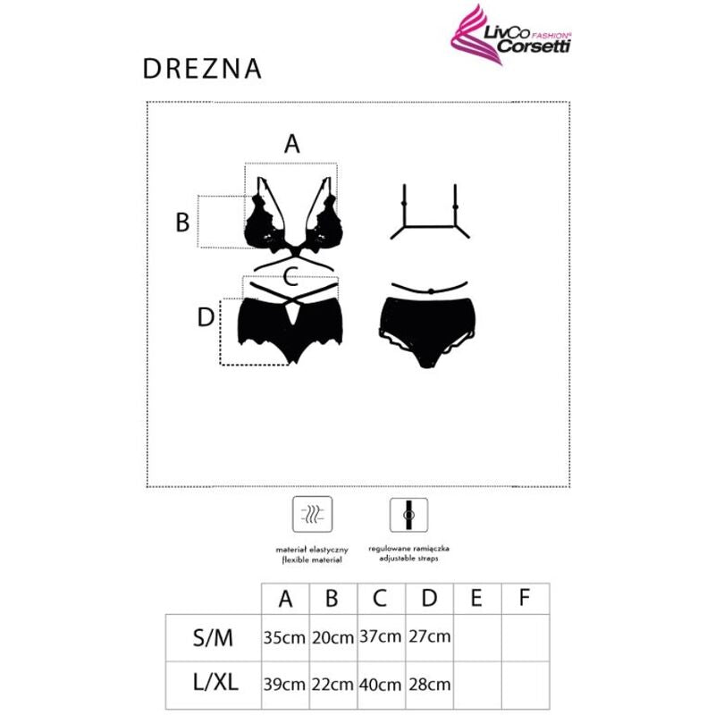LIVCO CORSETTI FASHION - DREZNA LC 90733 BRA + BLACK PANTY S/M
