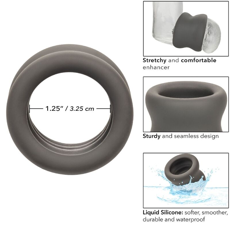 CALEXOTICS - ALPHA DOUBLE BLACK SCROTUM EXTENCH RING