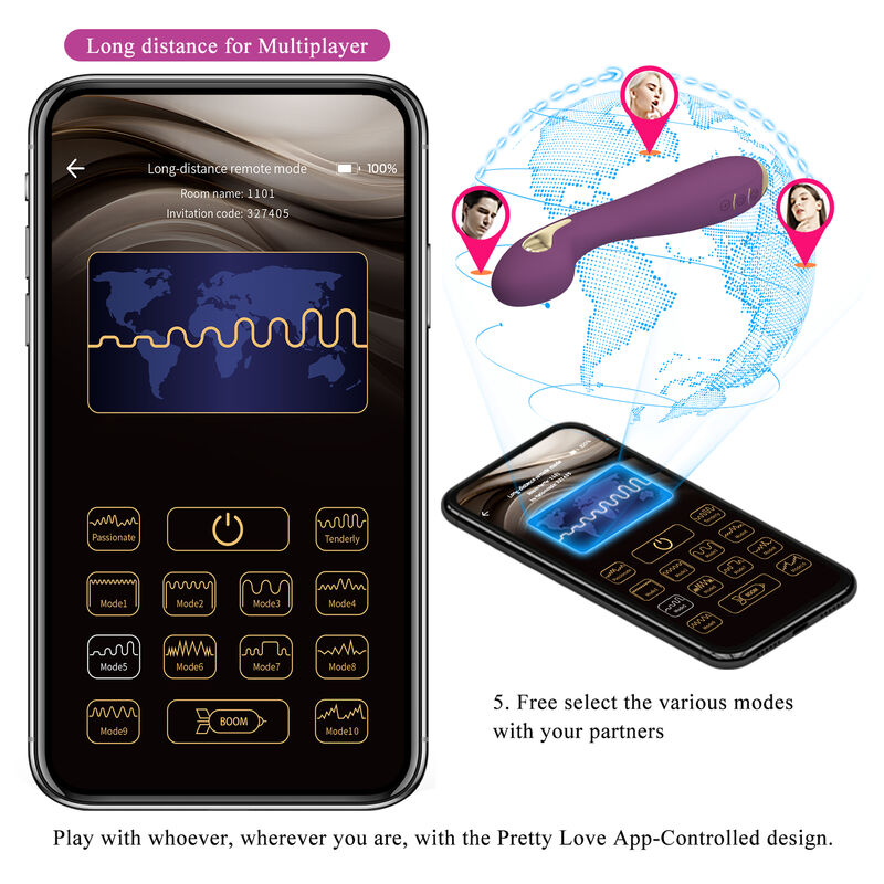 PRETTY LOVE - HECTOR VIBRATOR ELECTROSHOCK CONTROLLED BY APP PURPLE