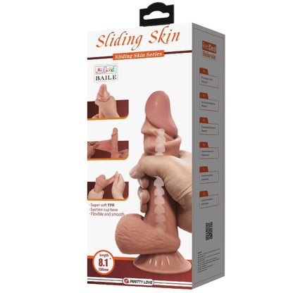 PRETTY LOVE - SLIDING SKIN SERIES REALISTIC DILDO WITH SUCTION CUP SLIDING SKIN BROWN 21.8 CM