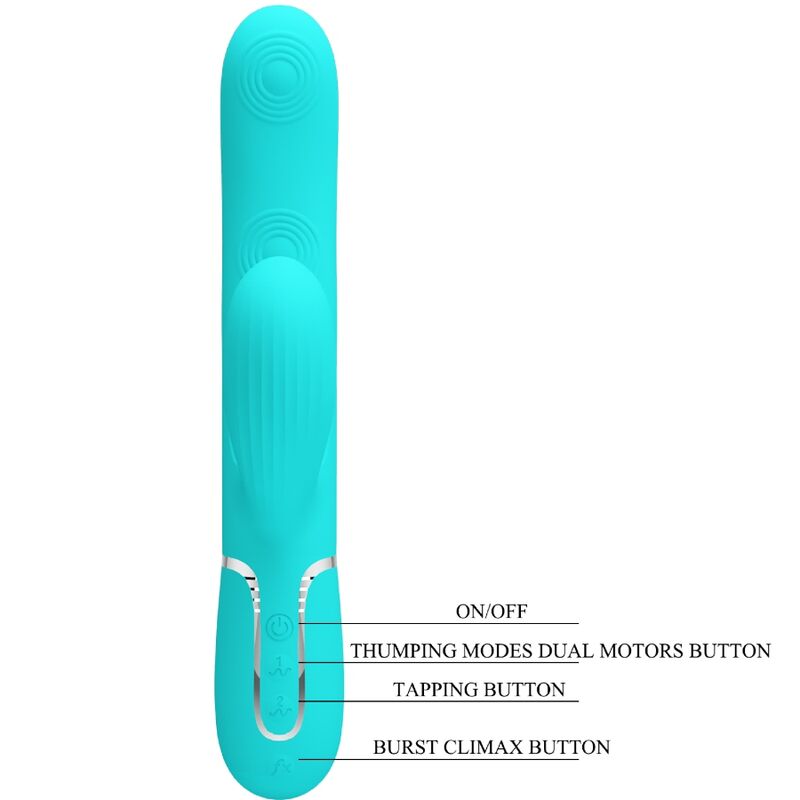 PRETTY LOVE - PERLITA 3-IN-1 MULTIFUNCTION G-SPOT VIBRATOR, AQUA GREEN