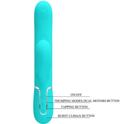PRETTY LOVE - PERLITA 3-IN-1 MULTIFUNCTION G-SPOT VIBRATOR, AQUA GREEN