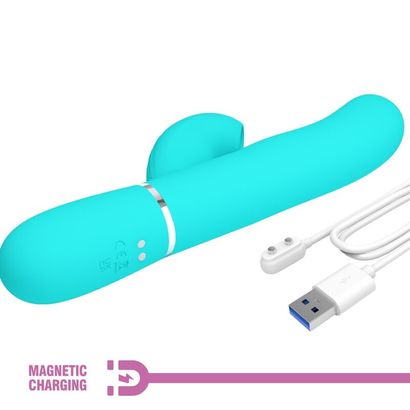 PRETTY LOVE - PERLITA 3-IN-1 MULTIFUNCTION G-SPOT VIBRATOR, AQUA GREEN