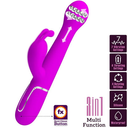 PRETTY LOVE - DEJON RABBIT 3 IN 1 MULTIFUNCTION VIBRATOR PURPLE