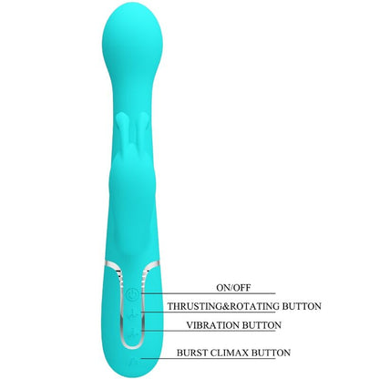 PRETTY LOVE - DEJON RABBIT 3 IN 1 MULTIFUNCTION VIBRATOR AQUA GREEN