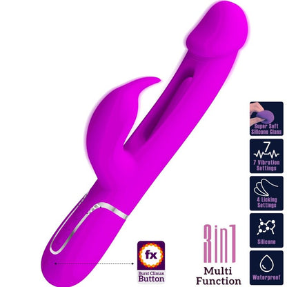 PRETTY LOVE - KAMPAS 3-IN-1 MULTIFUNCTION RABBIT VIBRATOR WITH FUCHSIA TONGUE