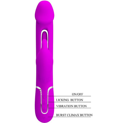 PRETTY LOVE - KAMPAS 3-IN-1 MULTIFUNCTION RABBIT VIBRATOR WITH FUCHSIA TONGUE