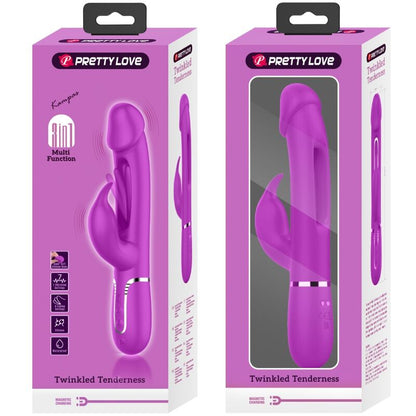 PRETTY LOVE - KAMPAS 3-IN-1 MULTIFUNCTION RABBIT VIBRATOR WITH FUCHSIA TONGUE