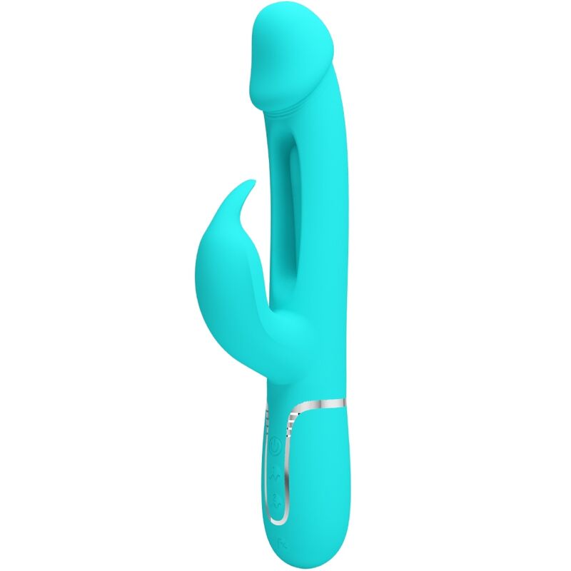 PRETTY LOVE - KAMPAS 3-IN-1 MULTIFUNCTION RABBIT VIBRATOR WITH AQUA GREEN TONGUE