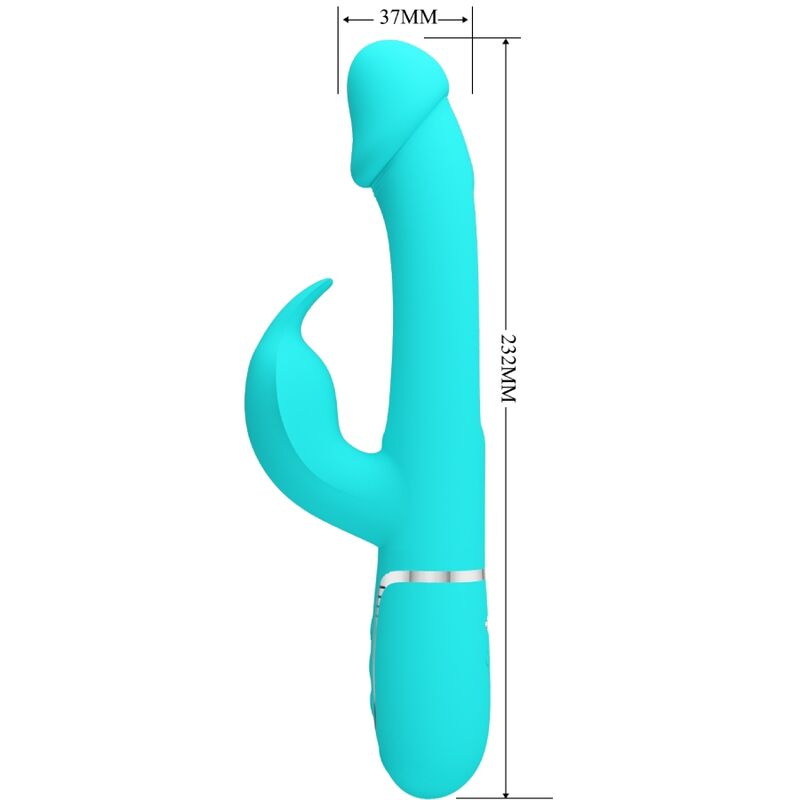 PRETTY LOVE - KAMPAS 3-IN-1 MULTIFUNCTION RABBIT VIBRATOR WITH AQUA GREEN TONGUE