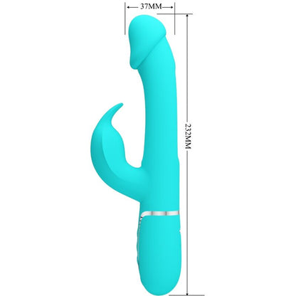 PRETTY LOVE - KAMPAS 3-IN-1 MULTIFUNCTION RABBIT VIBRATOR WITH AQUA GREEN TONGUE