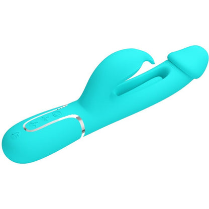 PRETTY LOVE - KAMPAS 3-IN-1 MULTIFUNCTION RABBIT VIBRATOR WITH AQUA GREEN TONGUE