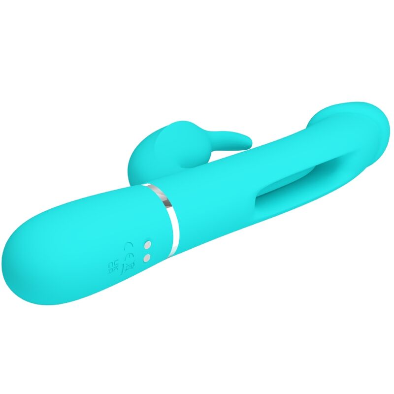 PRETTY LOVE - KAMPAS 3-IN-1 MULTIFUNCTION RABBIT VIBRATOR WITH AQUA GREEN TONGUE