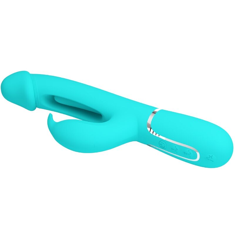 PRETTY LOVE - KAMPAS 3-IN-1 MULTIFUNCTION RABBIT VIBRATOR WITH AQUA GREEN TONGUE