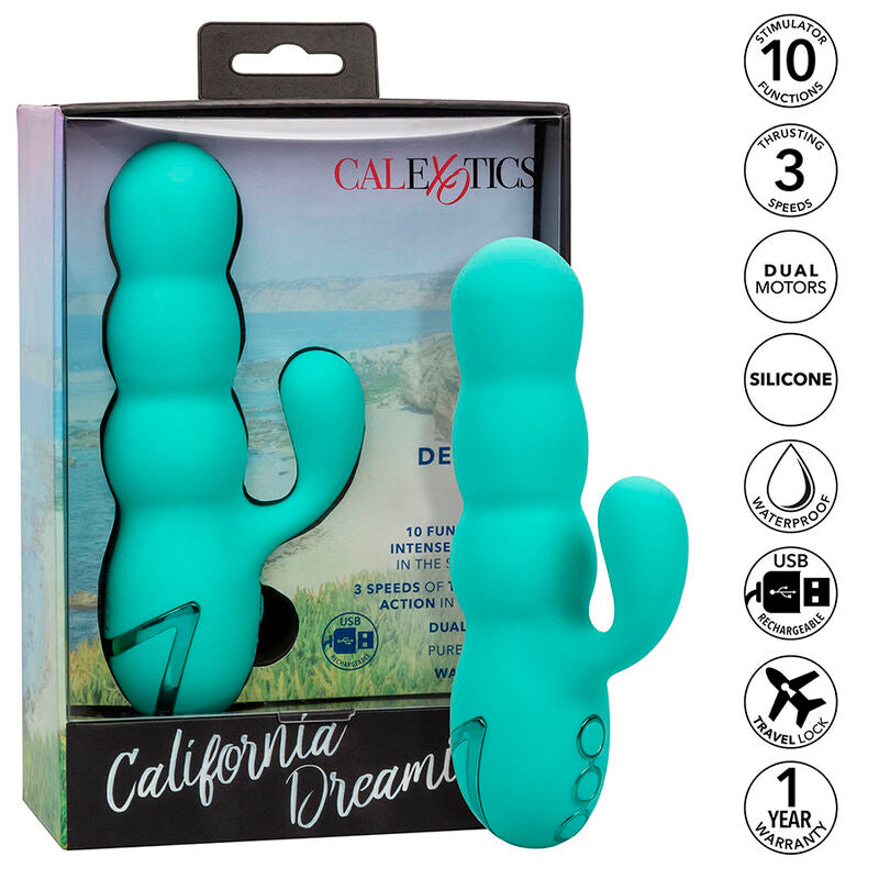 CALEXOTICS - DEL MAR DIVA RABBIT VIBRATOR AQUA GREEN BY CALIFORNIA DREAMING