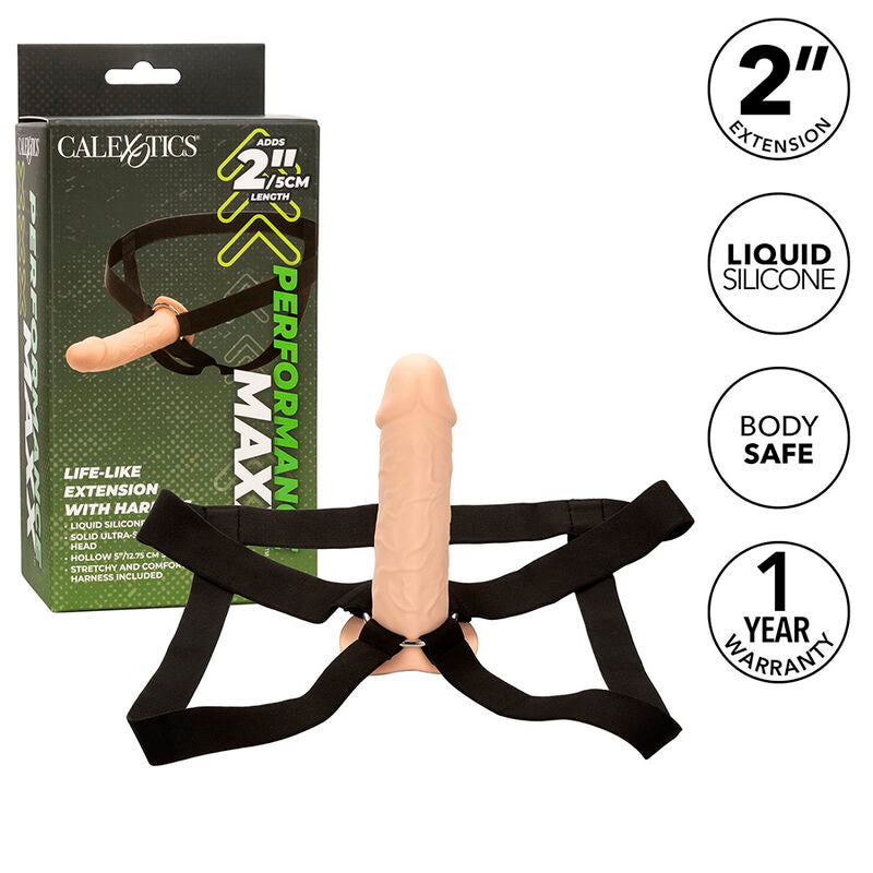 CALEXOTICS - PERFORMANCE MAXX REALISTIC EXTENSION WITH HARNESS, LIGHT SKIN